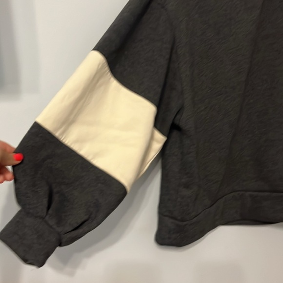 MSCH COPENHAGEN SMALL Sweatshirt Baggy Oversized Dk Gray White Colorblock - Picture 2 of 8